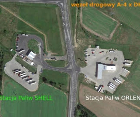 Stacja Paliw Orlen i węzeł drogowy A-4 z DK-3 w Nowej Wsi Legnickiej