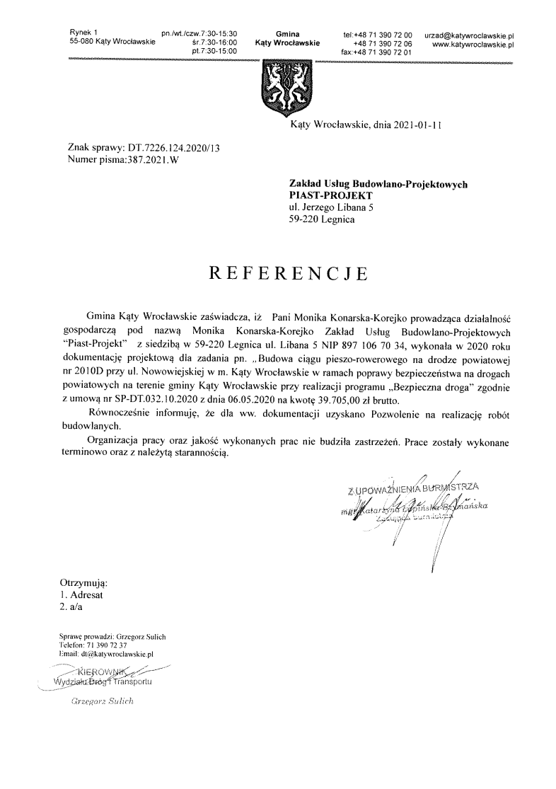 Gmina Kąty Wrocławskie 2021r.